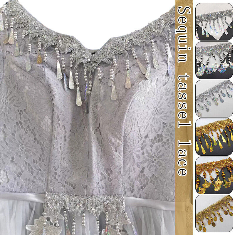 Sequin Bead Tassel Lacetrimming for Sewing Performance Dance Clothing CurtainDIY