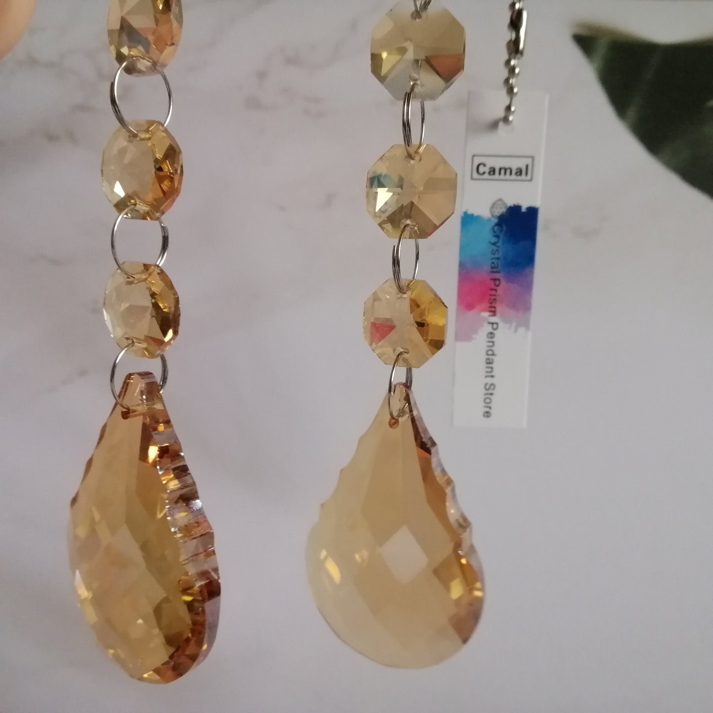 12Pcs 50mm Champagne Matching Teardrop Chandelier Crystals Ornaments Suncatcher