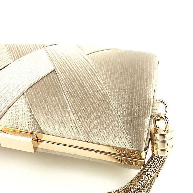 Wallet Stylish Multi-Color Bag Evening Golden Tassel Wedding Clutch Silk Handbag