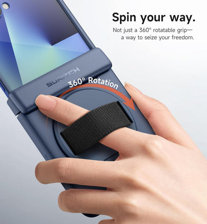 for Samsung Galaxy Z Flip7 Case with 360° Rotatable Hand Strap Phone Grip Holder