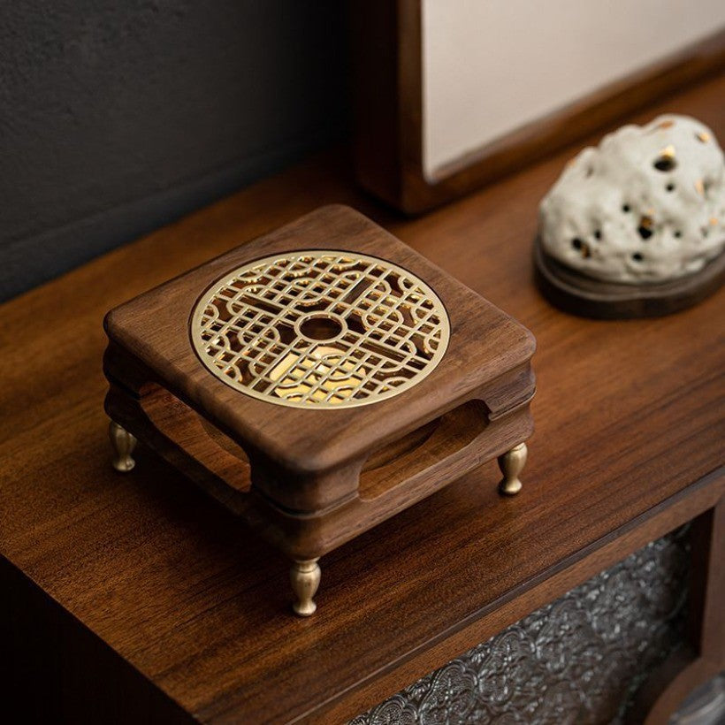 Black Walnut Tea Warmer Candle Heated Stove Teapot Warmer for Flower Tea