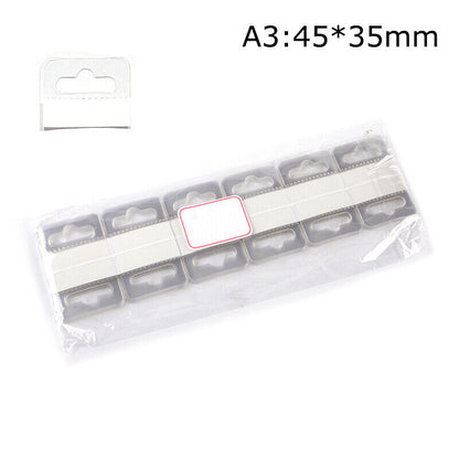 100pcs PVC Slot Hole Adhesive Hang Tags Hook Merchandise Box Bag Hangers Displa'
