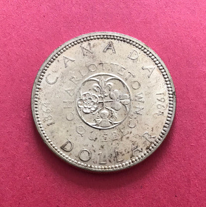 1964 Canada $1 Silver Coin 100th Anniv. of Charlottetown Quebec Queen Elizabeth