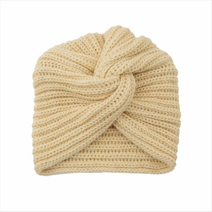 Turban Hats Women Knitted Cashmere Cross Wrap Head Hat Wool Knitting Bonnet Cap