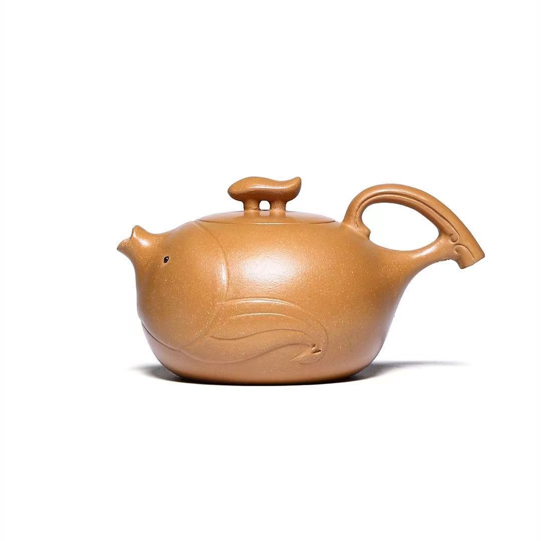Chinese Tea Pot Marked Real Yixing Zisha Duan Clay Master Pot Fish Design 250ml