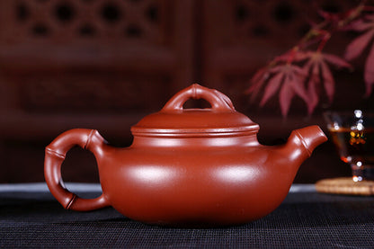 Marked Chinese Yixing Zisha Clay Pottery Handmade Bamboo Flower Teapot Tea Pot