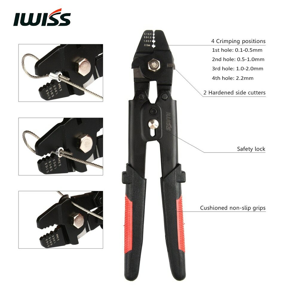 IWISS Wire Rope Crimping Tool Safety Lock Crimp Range from 0.1mm to 2.2mm