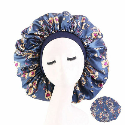 Sleep Night Cap Big Size Beauty Satin Silky Bonnet Head Cover Hat Curly Springy