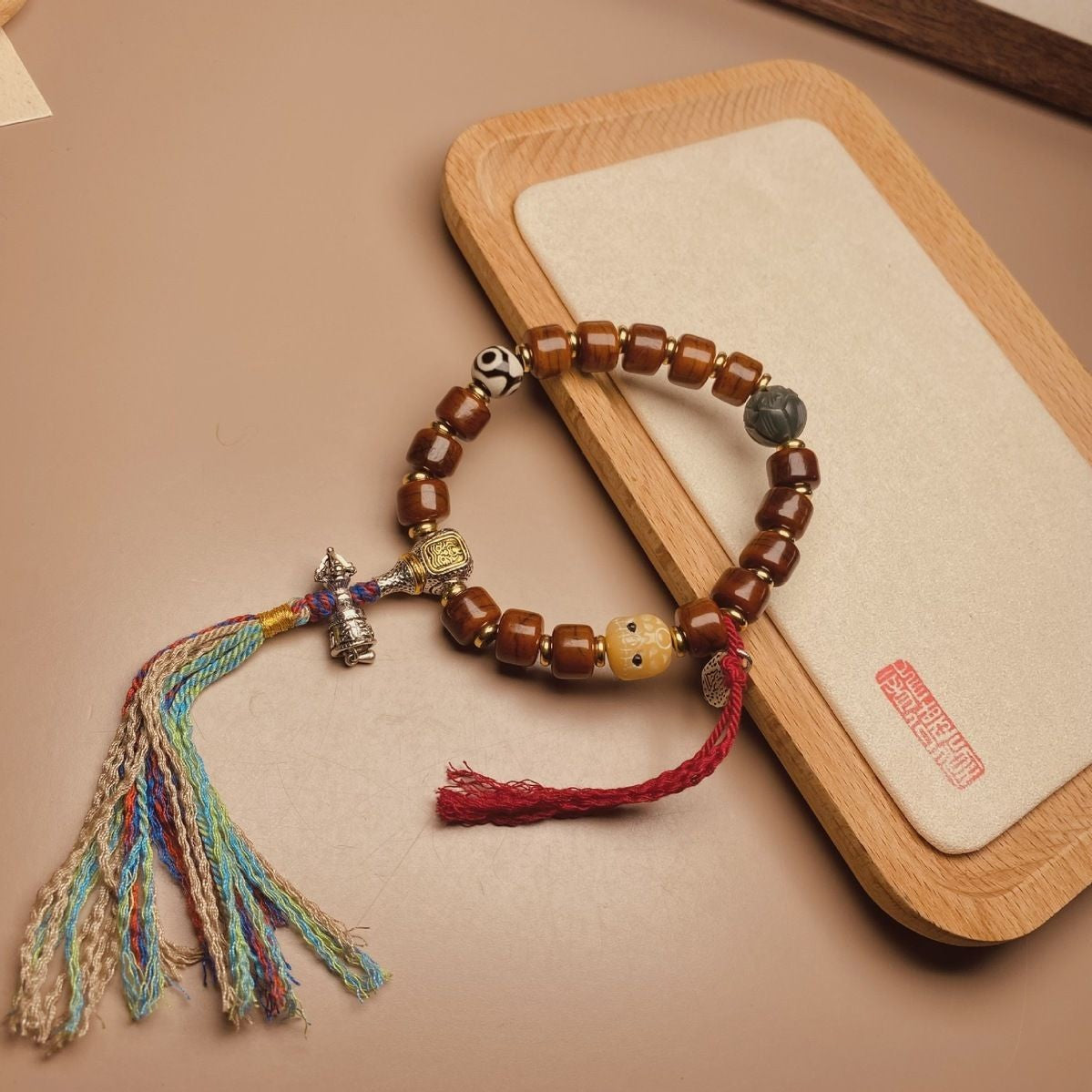 Tibetan Style Prayer Beads Bracelet for Men Women Vintage Handcrafted Jewelry
