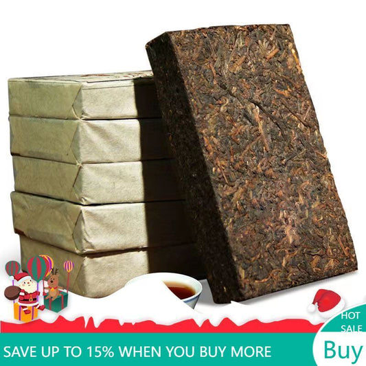 250g Puerh Ripe Tea Yunnan Menghai Pu-erh Cooked Tea Brick Old Pu'er Black Tea