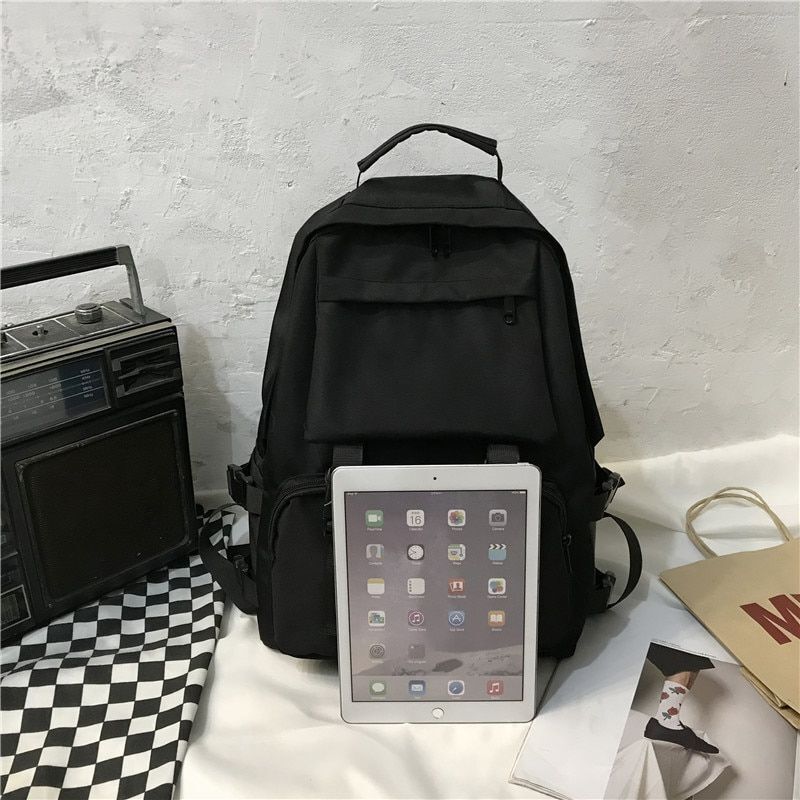 Black Backpack Fashion Waterproof Large School Student Shoulder Bags 28*12*42 CM