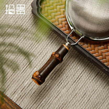 Japanese style bamboo handle tea strainer stainless steel tea strainer creative
