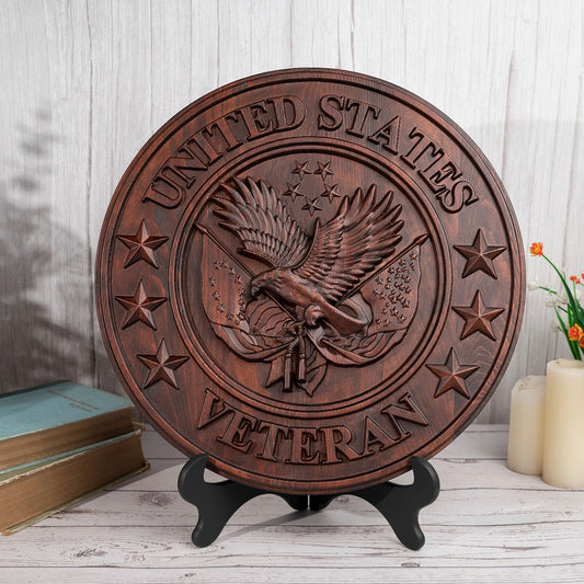 US Army Veterans Plaque American Flag Eagle Wall Decor Statue Sculpture Idol
