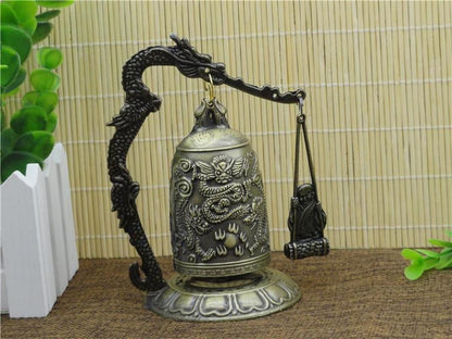 5.1inch Fengshui Excellent Tibet Brass Dragon Buddha Bell Home Decorative