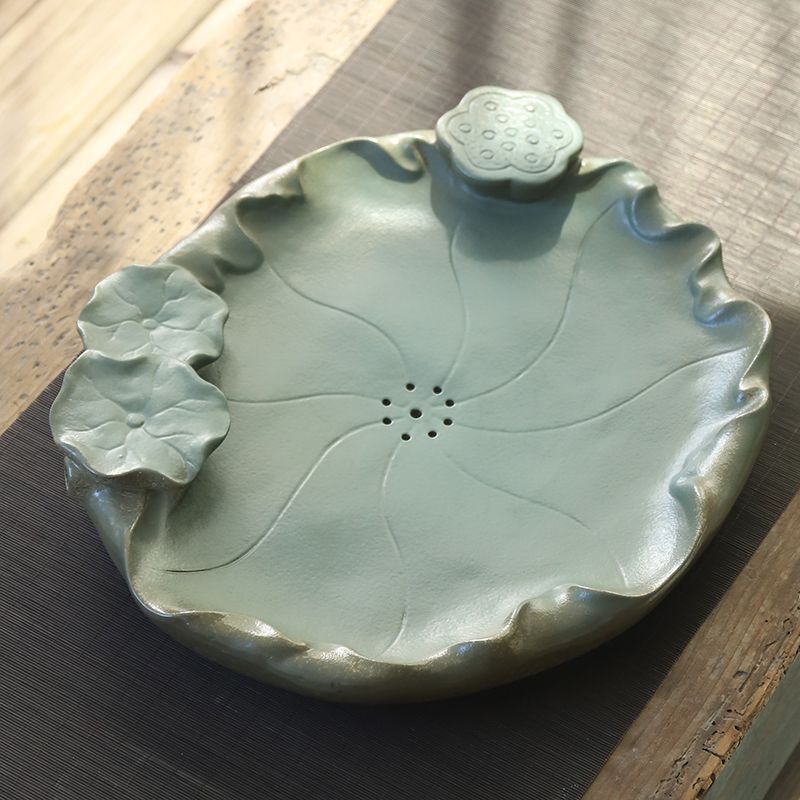 China Yixing Porcelain Tea Plate Tray Kung Fu Tea Set Lotus Tea Tray Decoration