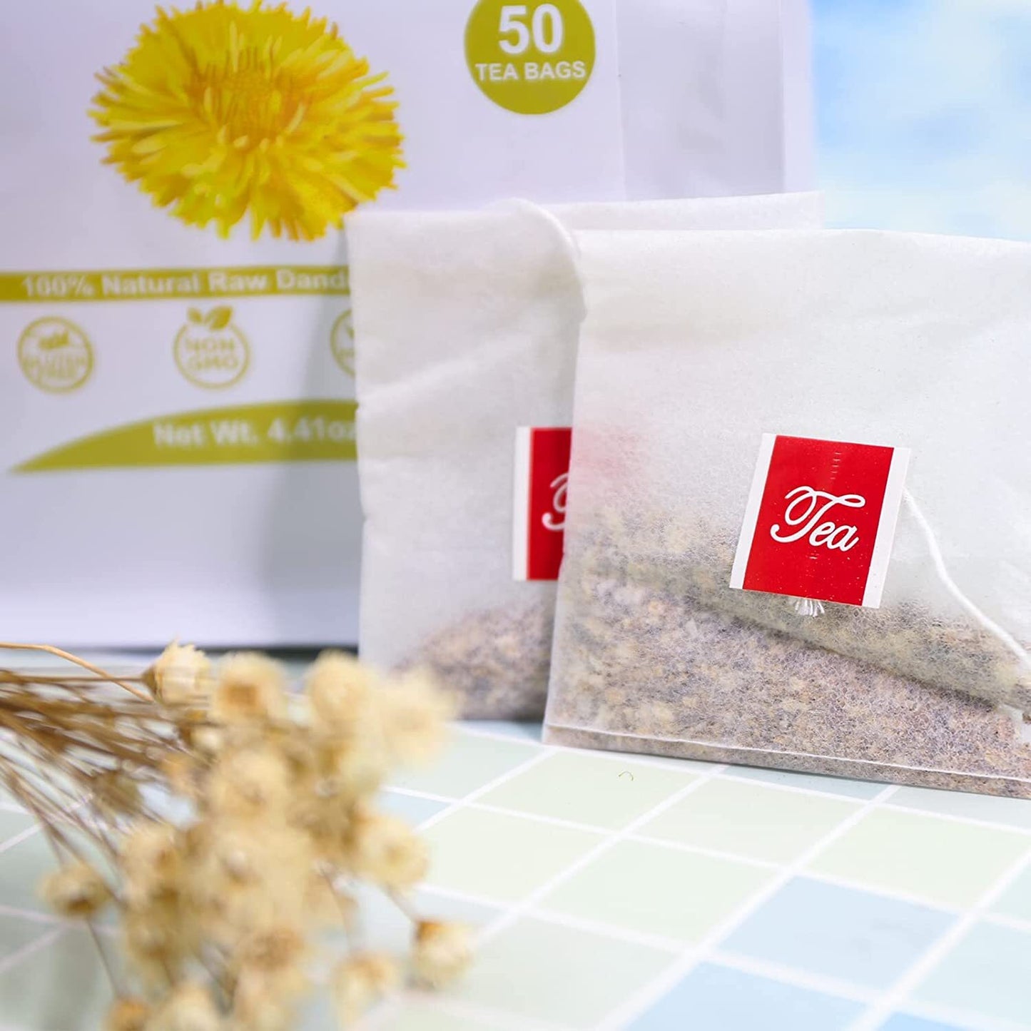 TEARELAE Natural Raw Dandelion Root Tea Bags 2.5g x 50 Count