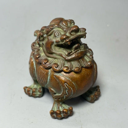 Retro China Copper Alloy Censer Chinese Pi Xiu Statue Home Lion Incense Burner