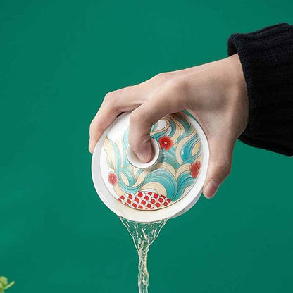 120ml Ceramic Tureen Gaiwan Fish Pattern Cup Saucer Tea Set Bowl Home Decor