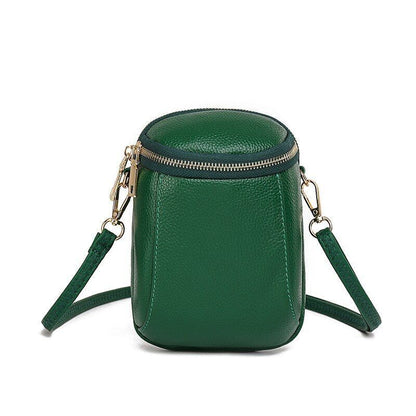 Genuine Leather Mini Bucket Bag Handbags Casual Shoulder Bags Black 14*19*2 CM