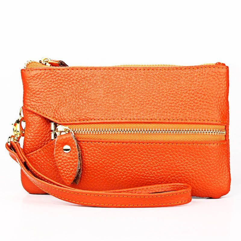 Casual Clutch Bag Genuine Cow Leather Zero Wallet Ladies Coin Purse Pocket Soft