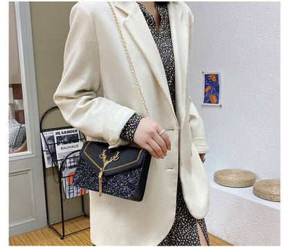 New Luxury Shoulder Women Designer Messenger Bags Leather Crossbody Bag Sequin