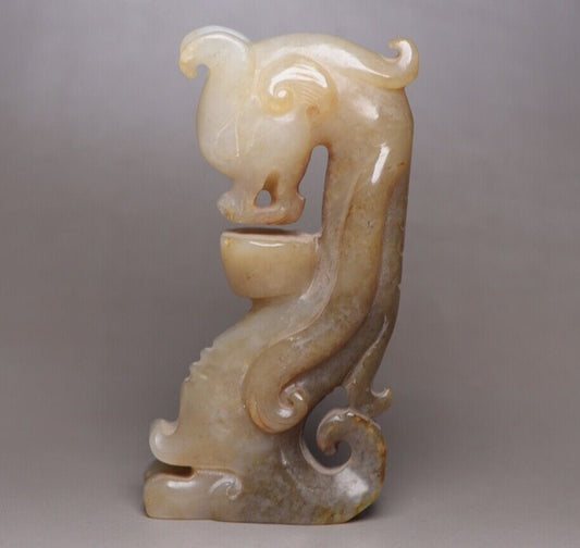 Old Peking Chinese Hetian Jade Carved Exquisite Statue Unique Wonderful Art Work