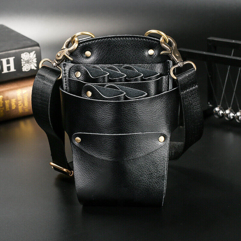 Genuine Leather Hairdressing Scissors Storage Bag Crossbody Shears Holder