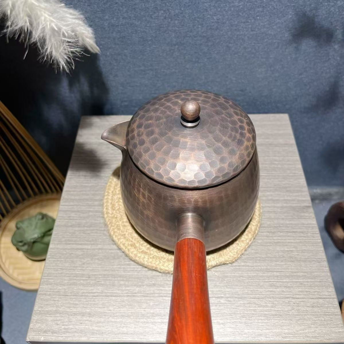 Handmade Purple Copper Side Handle Teapot 400ml Gongfu Tea Kettle
