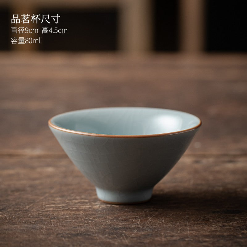 1pc Azure Ru Kiln Master Cup Single Cup Tea Tasting Cup Kung Fu Tea Set