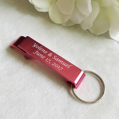 Personalized Bottle Opener 50pcs Custom Engraved Key Rings Wedding Name Gift Day