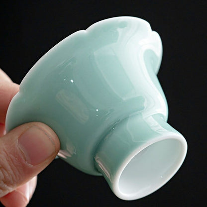 35ml Sunflower Shaped Tea Cup Saucer Ceramic Afternoon Household Kung Fu Tea Set