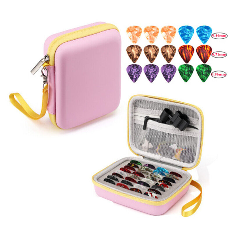 16pcs Guitar Pick Holder Case Box W/ Pick Capo Tuner Strings Storage Pouch Bag