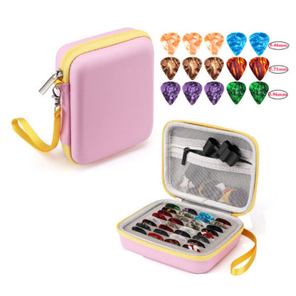 16pcs Guitar Pick Holder Case Box W/ Pick Capo Tuner Strings Storage Pouch Bag