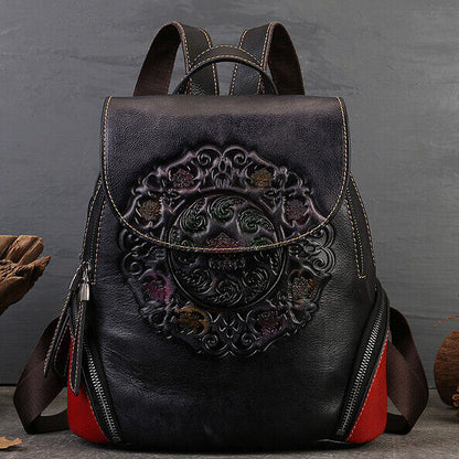 Luxury Women Bag, New Desinger Top Cow Leather Embossed Backpack, Retro Rucksack