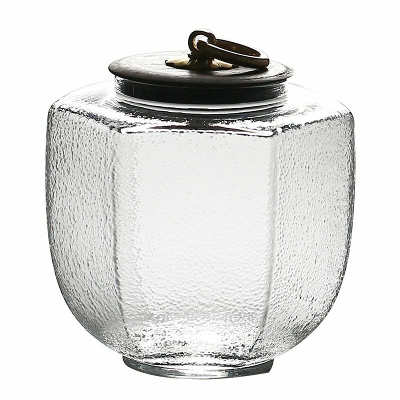 9.5Cm Hammer Glass Tea Canisters Storage Chest Kung Fu Tea Caddy Home Decoration