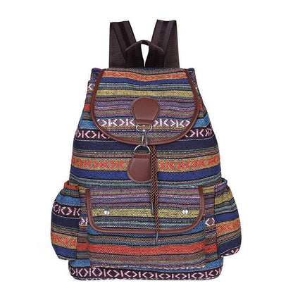 Striped Canvas Double Shoulders Large Backpacks Retro Bag 40*30*150 CM Polyester