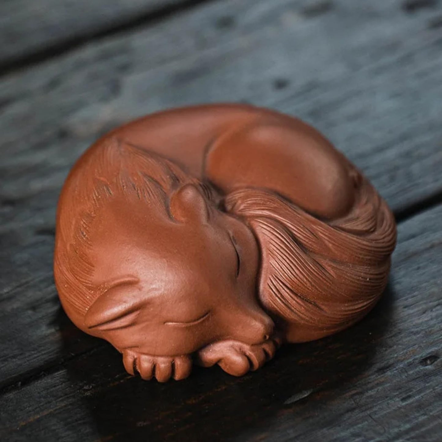 purple sands Tea Pet Ornament Nine-tailed Fox 8cm Sculpture Creative Tea Tray