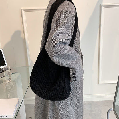 Shoulder Large Handbags Autumn Winter Knitting Shopping Handle Women Shopper Bag