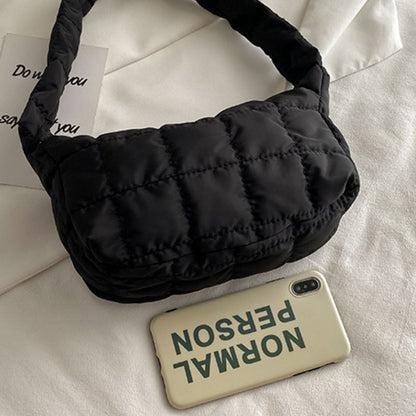 Folds Rhombus Embroidery Thread Underarm Bag Shoulder Bags Oxford Cloth Handbags