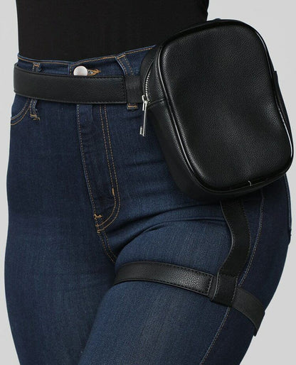 Fashion Women Waist Leg Belt Leather Cool Girl Bag Fanny Pack For Outdoor