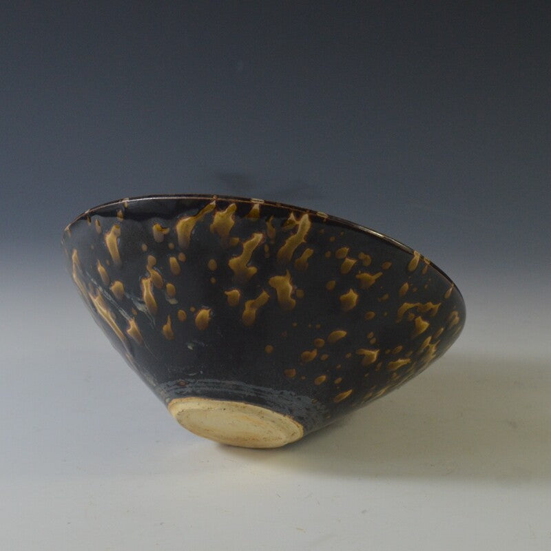 6.1" Chinese Song Porcelain Jizhou Kiln Black Glaze Tigroid Masses Douli Bowl