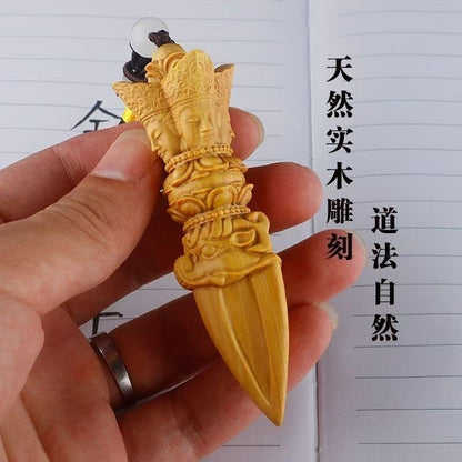 1pc Chinese Wood Carving Vajra Pestle Pendant Statues