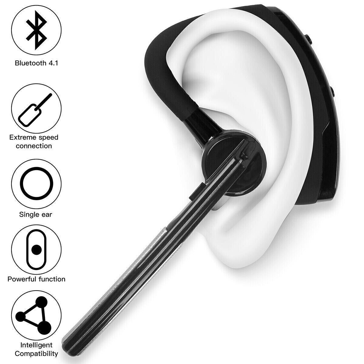 Bluetooth Earpiece Wireless Headset Noise Cancelling Headphones Driver Trucker