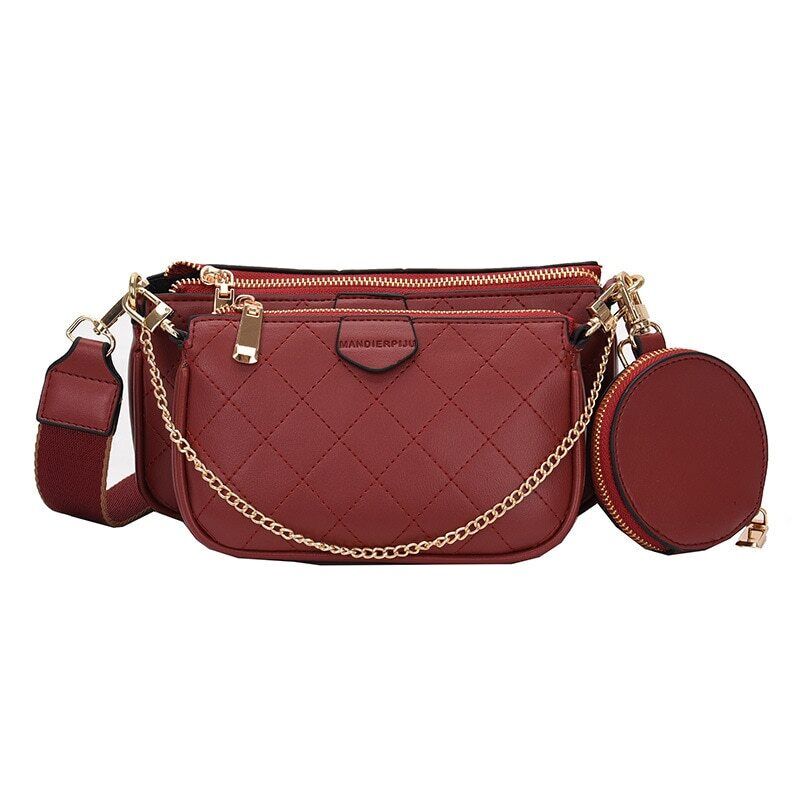 Leather Crossbody Bag Set Women Bags Chain Shoulder Bags Messenger Bags