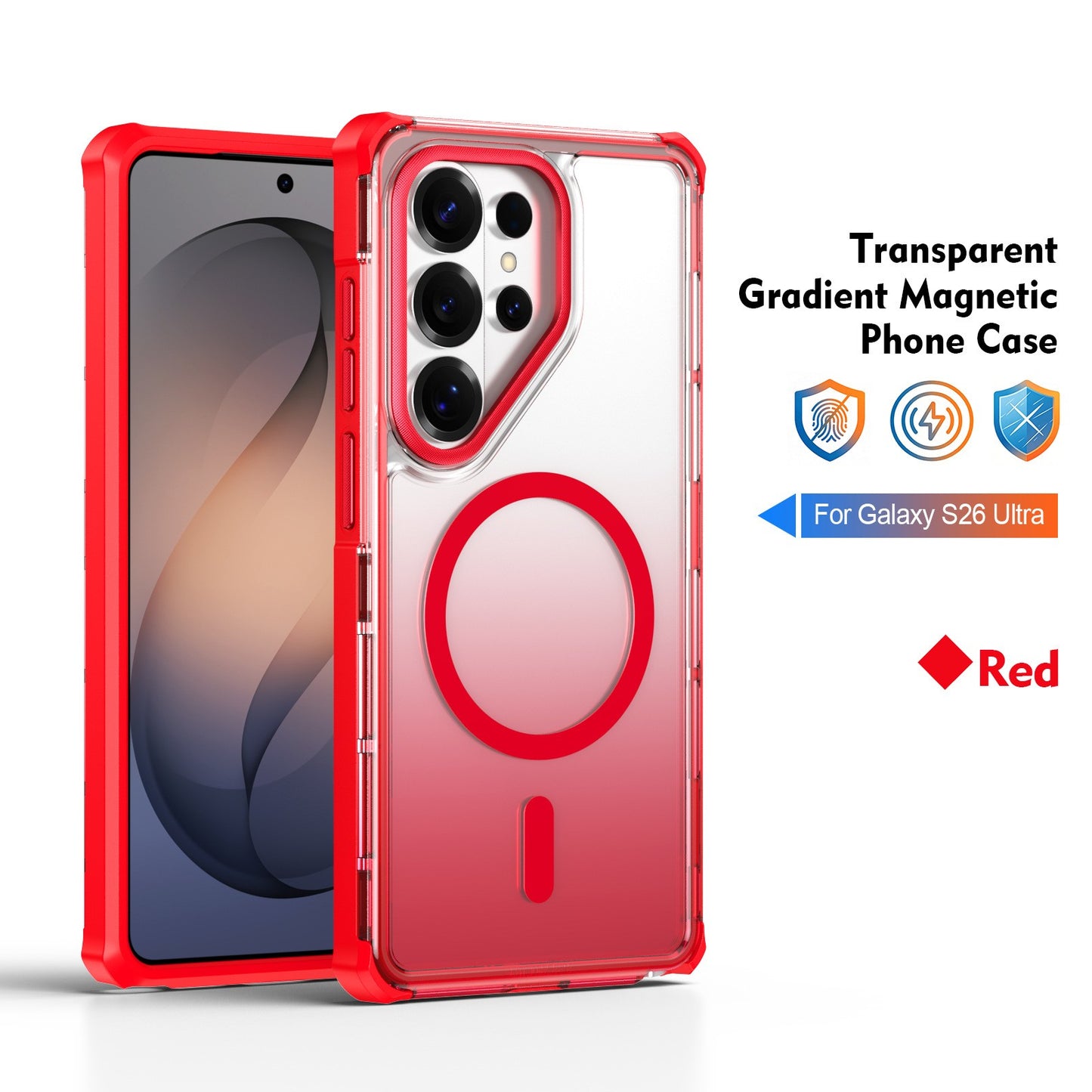 For Samsung S26 Ultra/25/24/23 Gradient Color Magnetic Transparent Phone Case