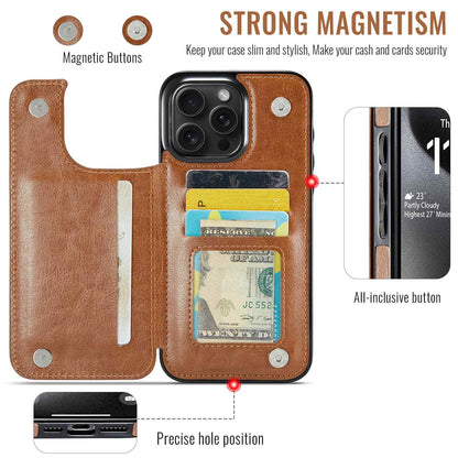 Magnetic Wallet Case for iPhone 16 15 14 13 12 Pro Max SE 2022 8 7 Card Slots