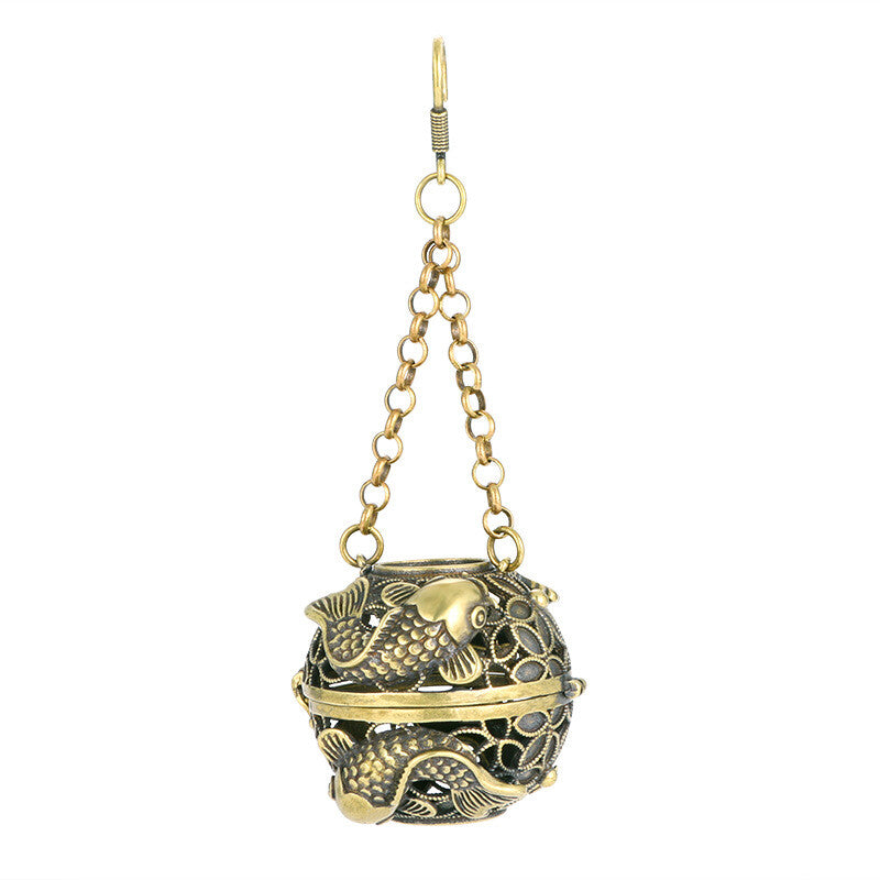 Brass Incense Burner Hollow Aromatherapy Balls Censer Home Outdoor Incar Antique