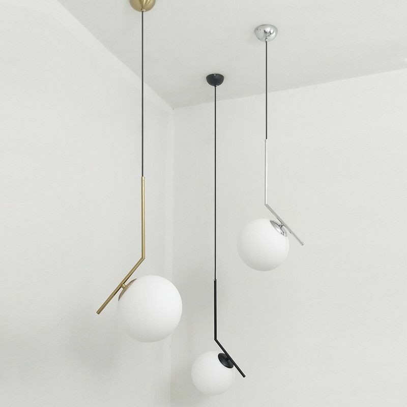 Pendant Lights Modern Glass Ball Home Dining Room Living Bedroom Hang Lamp Iron