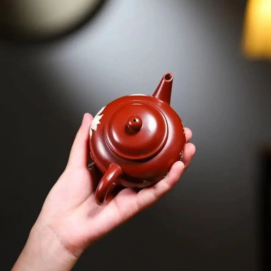 200ml Real Yixing Zisha Dahongpao Clay Tea Pot Floral Relief Chinese Master Pot