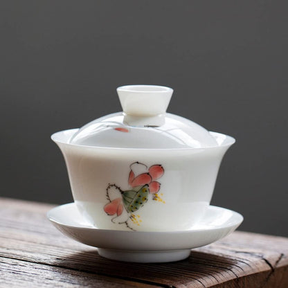 145ml Chinese Dehua Tea Set Ceramic Creative Kung Fu Gaiwan Tea Cup Bowl Tea